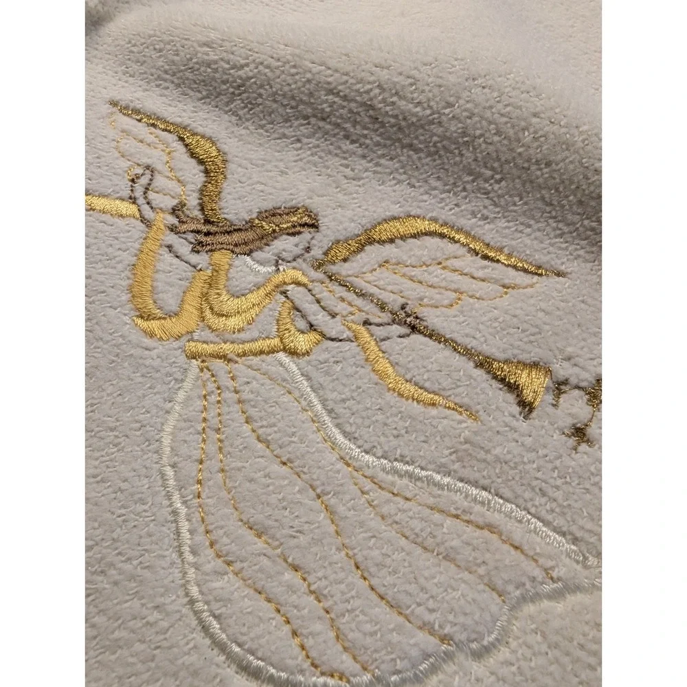Santens Vtg Christmas Cream Towel Set -Angels, Stars Season's Greetings USA Made